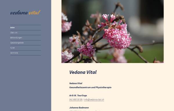 Vorschau von www.vedanavital.ch, Vedanavital Physiotherapie und Akupunktur