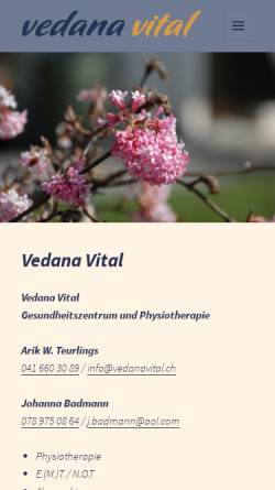 Vorschau der mobilen Webseite www.vedanavital.ch, Vedanavital Physiotherapie und Akupunktur