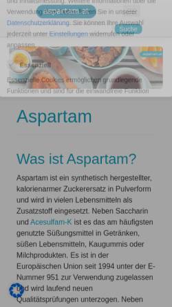 Vorschau der mobilen Webseite www.aspartam.at, Aspartam