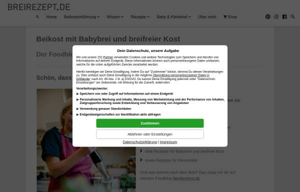Vorschau von breirezept.de, Beikosteinführung und Babybrei