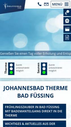 Vorschau der mobilen Webseite www.johannesbad-therme.de, Johannesbad Therme