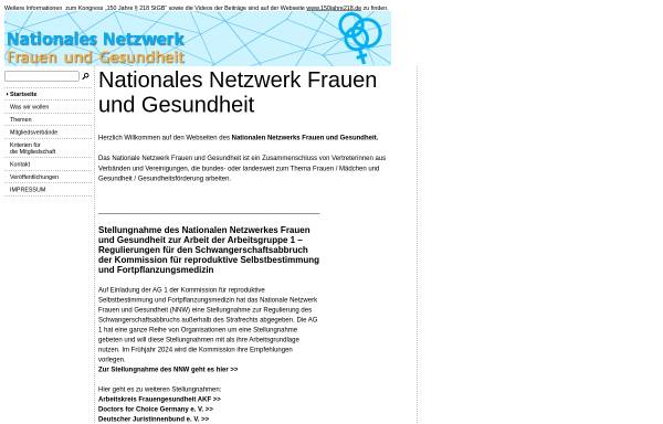 Vorschau von www.nationales-netzwerk-frauengesundheit.de, Nationales Netzwerk Frauen und Gesundheit