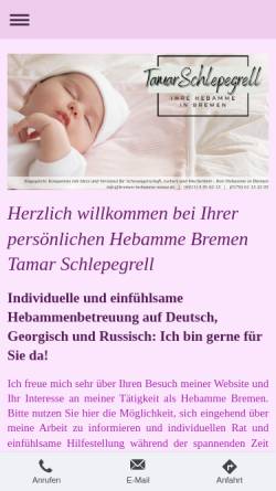 Vorschau der mobilen Webseite www.bremen-hebamme-tamar.de, Shlepegrell, Tamar