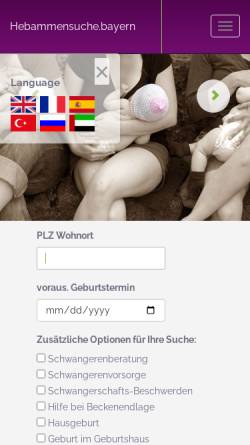 Vorschau der mobilen Webseite hebammensuche.bayern, Hebammensuche Bayern