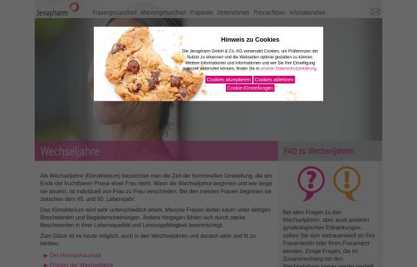Vorschau von www.jenapharm.de, Wechseljahre - Jenapharm