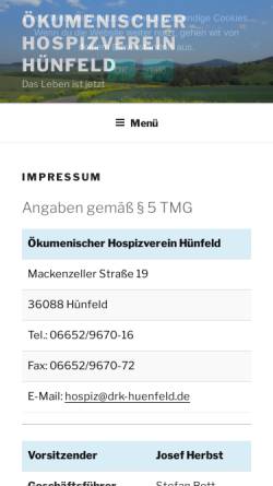 Vorschau der mobilen Webseite hospizverein-huenfeld.de, Ökumenischer Hospizverein Hünfeld