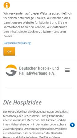Vorschau der mobilen Webseite www.dhpv.de, Deutscher Hospiz- und PalliativVerband e.V.
