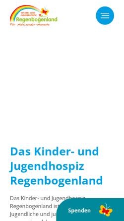 Vorschau der mobilen Webseite www.kinderhospiz-regenbogenland.de, Kinderhospiz Regenbogenland