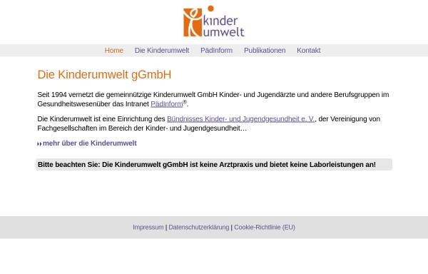 Vorschau von www.kinderumwelt.de, Kinderumwelt gemeinnützige GmbH
