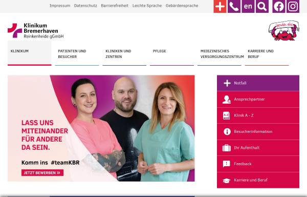 Vorschau von www.klinikum-bremerhaven.de, Klinikum Bremerhaven-Reinkenheide gemeinnützige GmbH