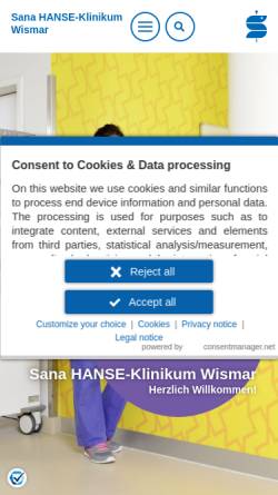 Vorschau der mobilen Webseite www.sana-hanse-klinikum-wismar.de, Sana Hanse-Klinikum Wismar GmbH
