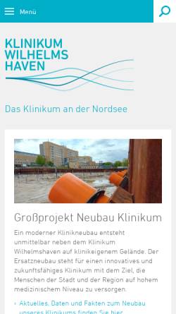 Vorschau der mobilen Webseite www.klinikum-whv.de, Klinikum Wilhelmshaven