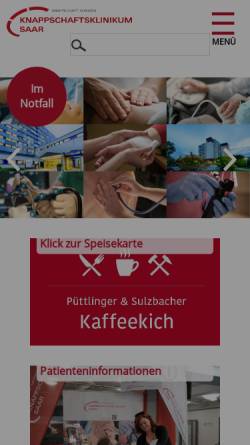 Vorschau der mobilen Webseite www.kksaar.de, Knappschaftsklinikum Saar GmbH