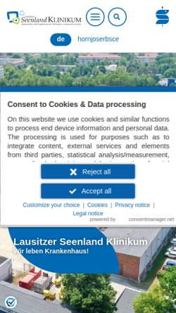 Vorschau der mobilen Webseite www.seenlandklinikum.de, Lausitzer Seenland Klinikum