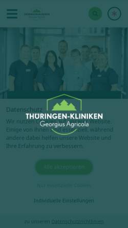 Vorschau der mobilen Webseite www.thueringen-kliniken.de, Thüringen-Kliniken Georgius Agricola