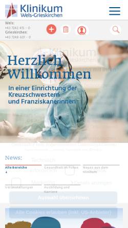 Vorschau der mobilen Webseite www.klinikum-wegr.at, Klinikum Wels-Grieskirchen