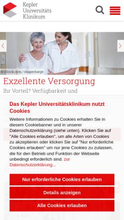 Vorschau der mobilen Webseite www.kepleruniklinikum.at, Kepler-Uniklinikum Linz