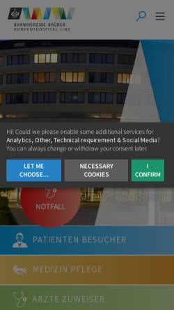 Vorschau der mobilen Webseite www.barmherzige-brueder.at, Barmherzige Brüder Konventhospital Linz