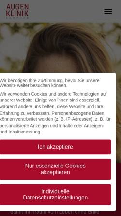 Vorschau der mobilen Webseite www.augenklinik-kempten.de, Augenklinik Kempten