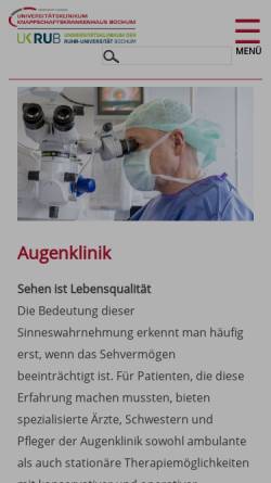 Vorschau der mobilen Webseite www.grauerstarlasern.de, Universitäts-Augenklinik Bochum