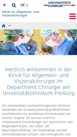 Vorschau der mobilen Webseite www.uniklinik-freiburg.de, Klinik für Allgemein- und Viszeralchirurgie Universität Freiburg
