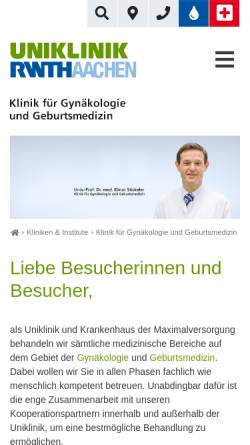 Vorschau der mobilen Webseite www.ukaachen.de, Klinik für Gynäkologie und Geburtsmedizin, Aachen