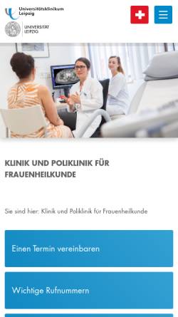 Vorschau der mobilen Webseite frauenklinik.uniklinikum-leipzig.de, Klinik und Poliklinik für Frauenheilkunde Universitätskllinikum Leipzig