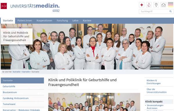 Vorschau von www.unimedizin-mainz.de, Klinik und Poliklinik für Geburtshilfe und Frauenkrankheiten der Universtitätsmedizin Mainz