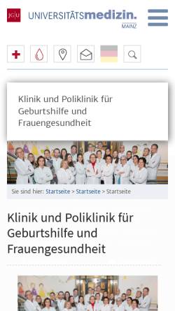 Vorschau der mobilen Webseite www.unimedizin-mainz.de, Klinik und Poliklinik für Geburtshilfe und Frauenkrankheiten der Universtitätsmedizin Mainz