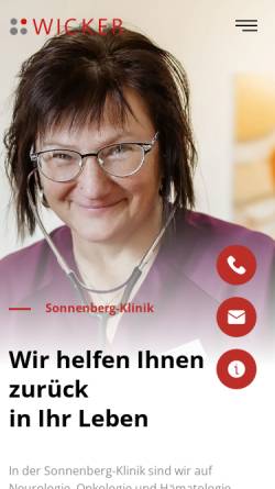 Vorschau der mobilen Webseite www.wicker.de, Sonnenberg-Klinik