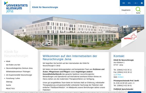 Vorschau von www.neurochirurgie.uniklinikum-jena.de, Klinik und Poliklinik für Neurochirurgie
