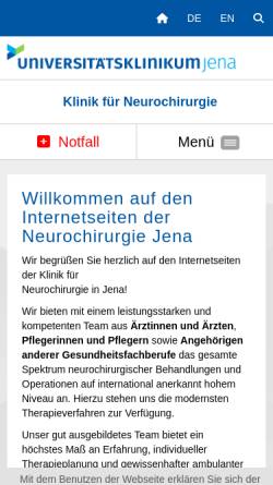 Vorschau der mobilen Webseite www.neurochirurgie.uniklinikum-jena.de, Klinik und Poliklinik für Neurochirurgie