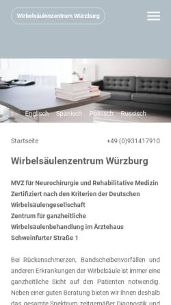 Vorschau der mobilen Webseite www.nchpraxis-wuerzburg.de, MVZ für Neurochirurgie und Rehabilitationsmedizin Würzburg