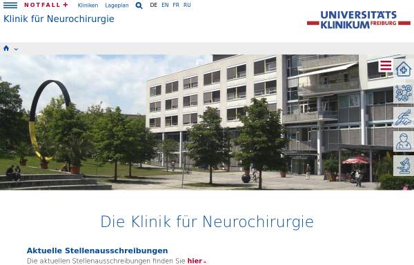 Vorschau von www.uniklinik-freiburg.de, Klinik für Neurochirurgie am Universitätsklinikum Freiburg