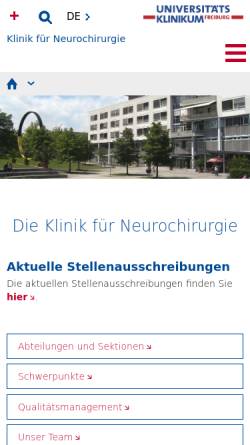 Vorschau der mobilen Webseite www.uniklinik-freiburg.de, Klinik für Neurochirurgie am Universitätsklinikum Freiburg
