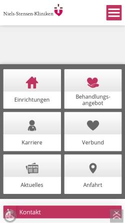 Vorschau der mobilen Webseite www.niels-stensen-kliniken.de, Niels-Stensen-Kliniken