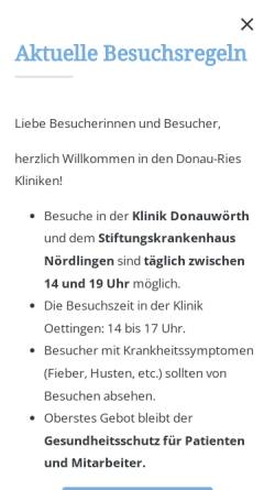 Vorschau der mobilen Webseite www.donkliniken.de, Donau-Ries Kliniken und Seniorenheime (gKU)