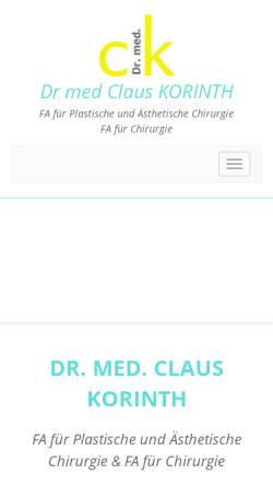 Vorschau der mobilen Webseite www.plastische-chirurgie-drkorinth.de, Dr. med. Claus Korinth