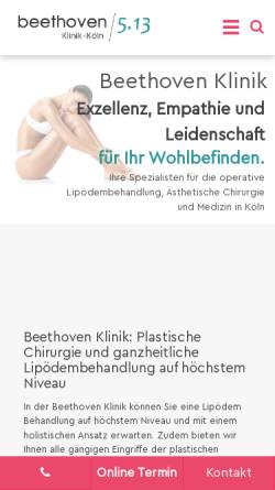 Vorschau der mobilen Webseite www.beethoven-klinik-koeln.de, Beethoven 5.13 Klinik-Köln GmbH & Co. KG