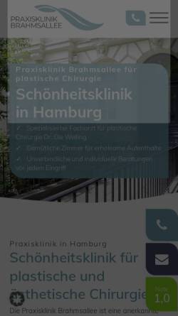 Vorschau der mobilen Webseite www.praxisklinik-brahmsallee.de, Praxisklinik Brahmsallee