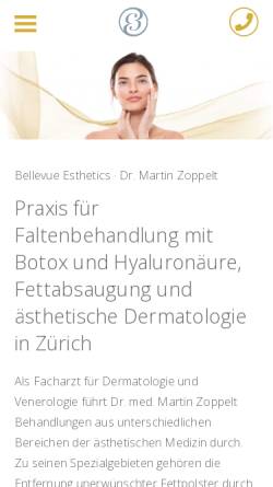 Vorschau der mobilen Webseite www.bellevue-esthetics.ch, Dr. med. Martin Zoppelt