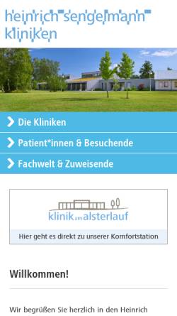 Vorschau der mobilen Webseite www.heinrich-sengelmann-kliniken.de, Heinrich Sengelmann Krankenhaus
