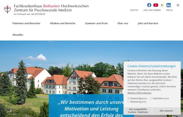 Vorschau von www.bethanien-hochweitzschen.de, Fachkrankenhaus Bethanien Hochweitzschen