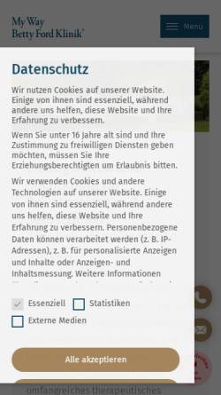 Vorschau der mobilen Webseite www.mywaybettyford.de, My Way Betty Ford Klinik - Sucht- & Entzugsklinik