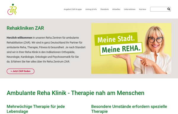 Vorschau von www.zar.de, Zentren für ambulante Rehabilitation Nanz medico