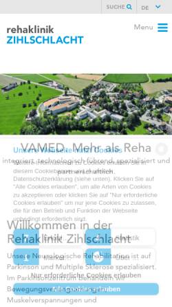 Vorschau der mobilen Webseite www.rehaklinik-zihlschlacht.ch, Rehaklinik Zihlschlacht AG