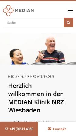 Vorschau der mobilen Webseite www.median-kliniken.de, Median Klinik NRZ Wiesbaden