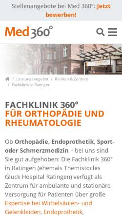 Vorschau der mobilen Webseite www.fachklinik360grad.de, Fachklinik 360° Ratingen