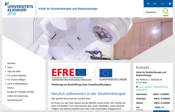 Vorschau von www.strahlenklinik.uniklinikum-jena.de, Klinik für Strahlentherapie und Radioonkologie am Universitätsklinikum Jena
