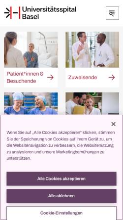 Vorschau der mobilen Webseite www.unispital-basel.ch, Universitätsspital Basel